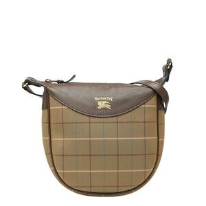 Burberry check shoulder bag Khaki Green brown canvas leather